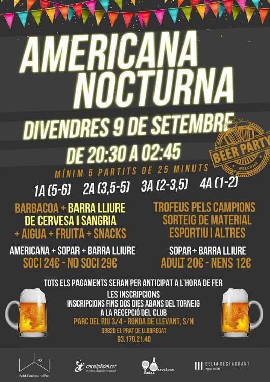 Americana nocturna Padel Barcelona – el Prat
