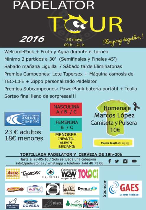 Torneo Padelator Tour 2016 CT Andres Gimeno